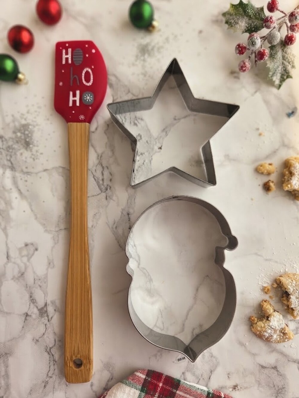 Christmas Baking Set Spatula Ho Ho Ho & Cookie Cutters